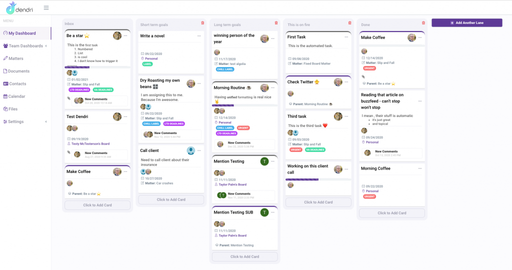 Task organization in Dendri, simple and usable and just as complex as you